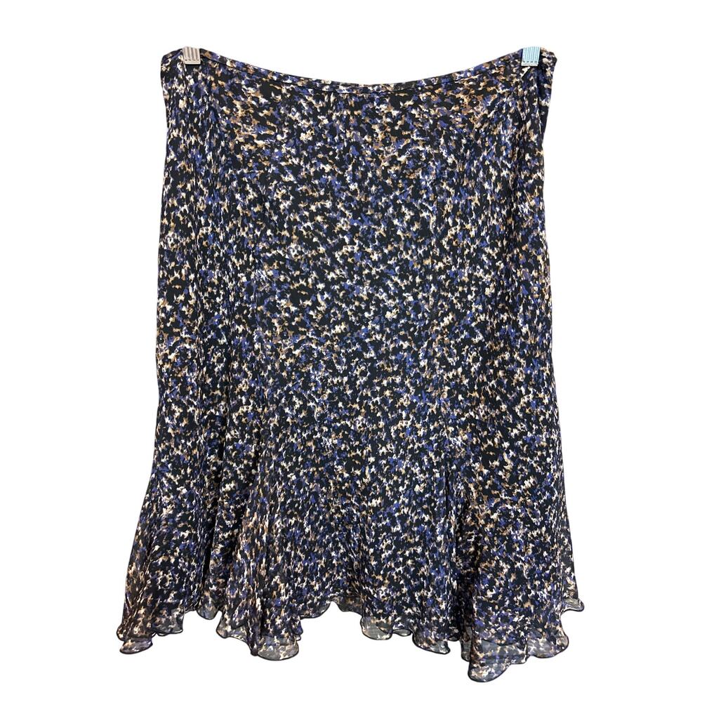 Jones New York Collection | 100% Silk Navy/Black Fluttered Skirt | 14